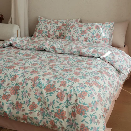 Vista 20 de Juego de funda de edredón con estampado floral estético, tamaño individual XL, acogedor juego de ropa de cama de algodón, tamaño individual XL
