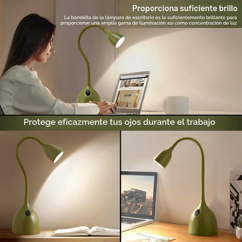 Vista 3 de Lámpara de Escritorio de Cuello de Cisne EJIAXIN 360° Luz de Lectura LED Flexible Lámpara de Escritorio Pequeña para Espacios Pequeños Lámpara