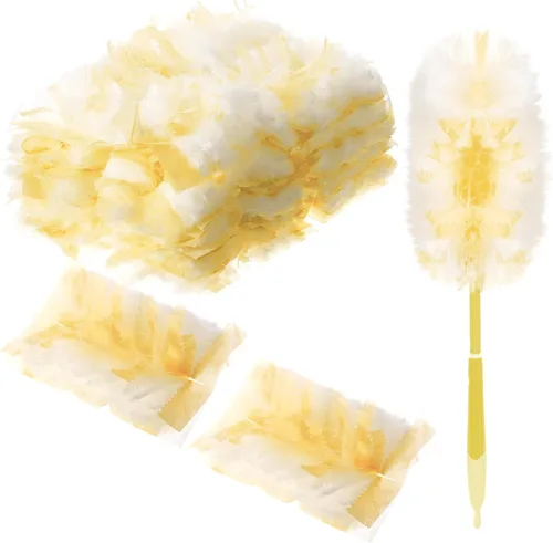 Vista 18 de Vesici 50 piezas de repuesto de plumero compatibles con Swiffer Dusters, repuesto desechable a granel grueso con 1 mango resistente para limpieza