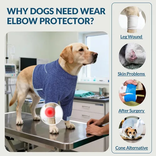 Vista 5 de ROZKITCH Funda para perro de pierna delantera para pierna delantera, protector de rodilla para evitar lamer heridas, codo, traje de recuperación