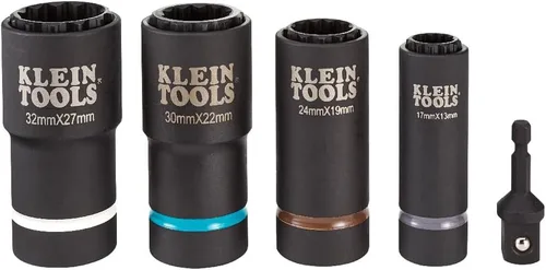 Vista 9 de Klein Tools Toma de impacto, métrica, unidad de 1/2 pulgada, enchufes profundos de 12 puntos