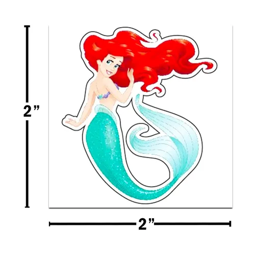 Vista 2 de Paquete de Recuerdos de Fiesta de Tatuajes de Princesas Disney ~ 72 Tatuajes Temporales de Princesas Perforados Individuales de 2" x 2" para Niños