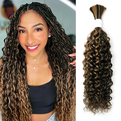 Vista 31 de Liqusee Cabello Humano para Trenzar 3.53 oz Un Paquete 14 Pulgadas Negro Natural Ondulado Rizado a Granel Cabello Humano para Trenzar Sin Trama 100%