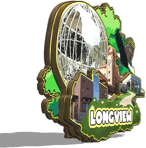 Vista 2 de Longview Texas USA - Imán para nevera con imán de madera 3D, monumentos de viaje, coleccionables, decoración hecha a mano, 2