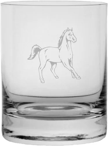 Vista 64 de Abaco Barb - Vaso de whisky con temática de caballo grabado (10.25 onzas)