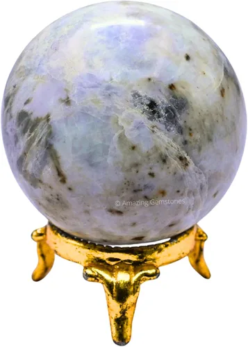 Vista 17 de Amazing Gemstone Bola de cristal de Amazonita con soporte, bolas de meditación de esfera de cristal de 2 pulgadas para brujería y bolas decorativas