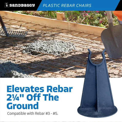 Vista 6 de Sandbaggy Silla de plástico con barras de refuerzo, se adapta a barras de refuerzo #3 a #5, construcción resistente, elección preferida