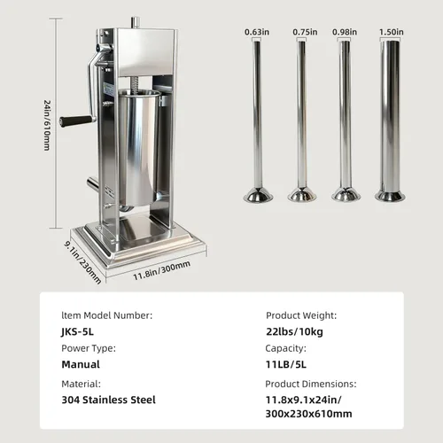 Vista 9 de Embutidor manual de salchichas 11LBS/5L Máquina de salchichas