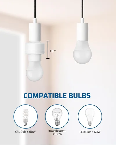 Vista 6 de DEWENWILS Enchufe de luz de control remoto, enchufe de bombilla de control remoto inalámbrico con interruptor para lámparas de cadena de tracción