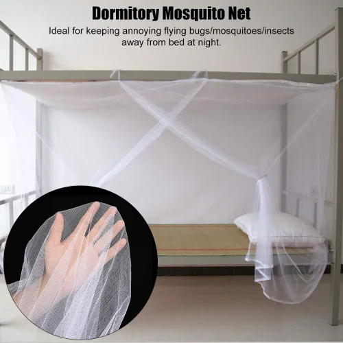 Vista 2 de Jiawu Red para camas individuales a king, 2 aberturas o toldo de cama totalmente cerrado, toldo rectangular blanco universal para uso en interiores