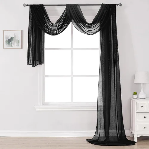 Vista 16 de Bufanda transparente para ventana de 144 pulgadas de largo, color azul bebé, perfecta como bufandas de cenefa, así como toldo de cama o decoración