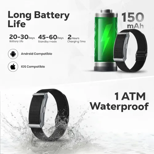 Vista 6 de Pulsera inteligente para hombres y mujeres, monitor de frecuencia cardíaca y sueño 24/7, contador de pasos, 120 modos deportivos, impermeable