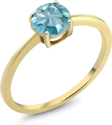 Vista 6 de Gem Stone King Anillo de compromiso solitario con piedra preciosa de oro amarillo de 10 quilates Redondo de 0.236 in Anillo de compromiso