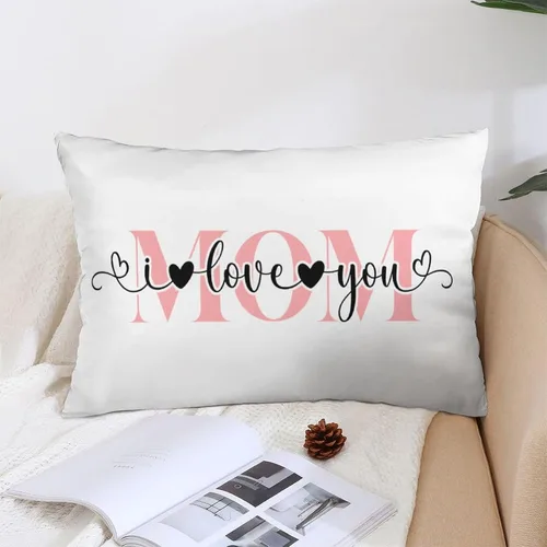 Vista 13 de Fundas de almohada lumbar personalizadas para el Día de la Madre con nombres de los niños, 12 x 20 pulgadas, funda de cojín rectangular decorativa