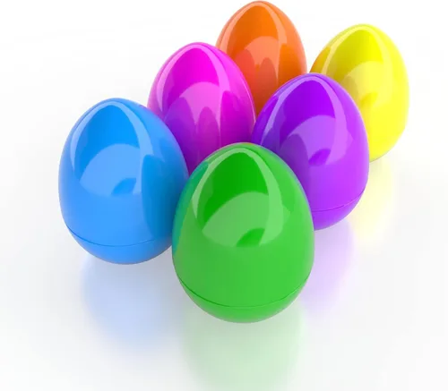Vista 4 de The Dreidel Company Huevos de Pascua archivables jumbo de 6 pulgadas, paquete de 6 huevos de Pascua de plástico brillante coloridos, se mantienen