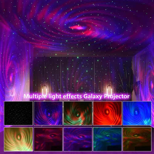 Vista 2 de Proyector de estrellas con reloj despertador, galaxia cohete para dormitorio, altavoz Bluetooth y aurora de ruido blanco