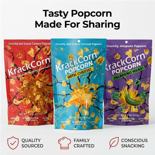 Vista 8 de KrackCorn Palomitas de maíz de caramelo, sin OMG, sin gluten, sin alta fructosa, sin culpa, delicia nocturna de película no grasa, 1.25 onzas