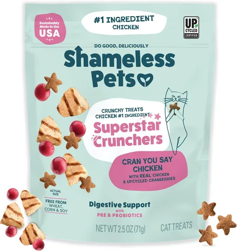 Vista 9 de Shameless Pets Golosinas para gatos con Catnip y pollo para la salud digestiva, crujientes