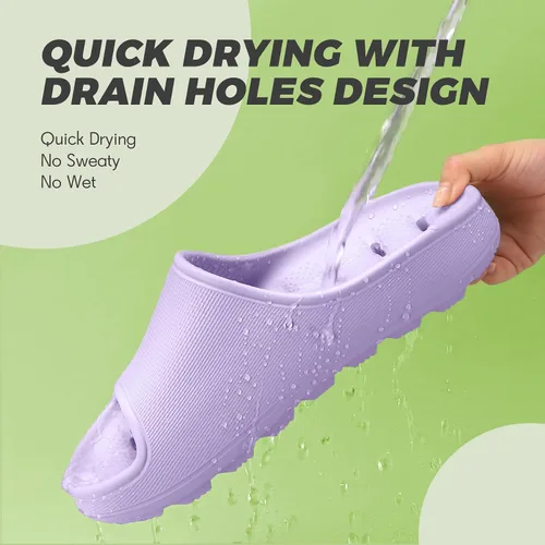 Vista 3 de Zapatos de ducha para mujeres y hombres, de secado rápido, ligeros, antideslizantes, para piscina, sandalias de baño, ultra acolchadas, suela