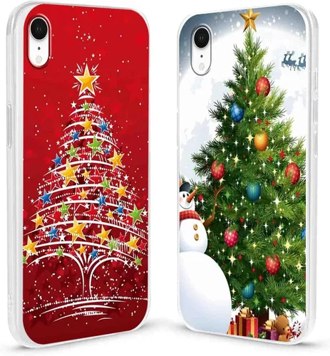 Vista 18 de Paquete de 2 fundas transparentes de Navidad para iPhone 7/8/SE 2020 / SE 2022 de 4.7 pulgadas, árboles de Navidad, resistentes al amarilleo