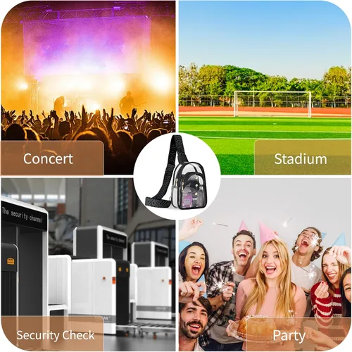 Vista 8 de Bolso bandolera transparente para eventos de estadio, bolsa cruzada para mujer, aprobada para estadios