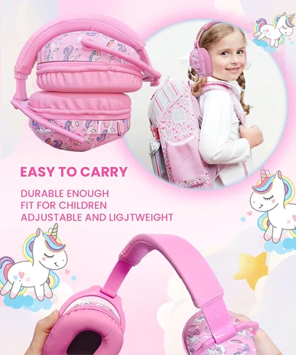 Vista 2 de ZOHAN Orejeras para niños 2 Pack-PINK Unicornio+Pintura al óleo