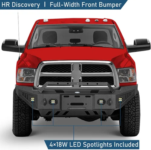 Vista 2 de u-Box Parachoques delantero para Dodge Ram 2500 3500 2010-2018, parachoques todoterreno resistente con placa de cabrestante, placa deslizante