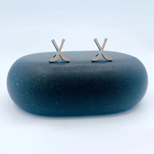 Vista 3 de Aretes de fútbol para mujereshombres, fútbol, béisbol, patinaje sobre hielo, hockey, aretes de acero inoxidable, aretes de béisbol, softball, aretes