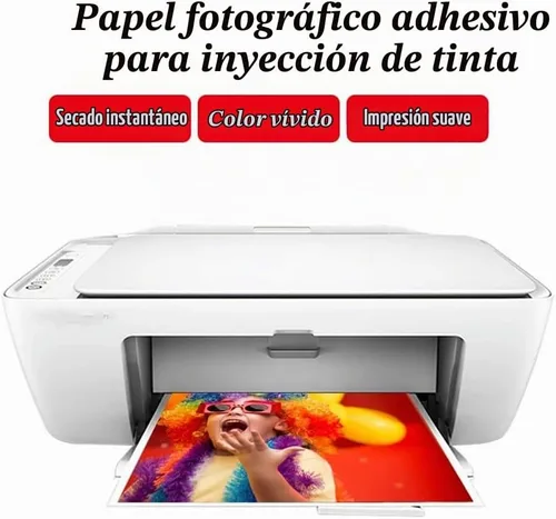 Vista 5 de 50 hojas de papel fotográfico autoadhesivo brillante, A4 de 8 x 11.5 pulgadas, papel adhesivo de 4.76 oz/m² para impresoras de inyección de tinta