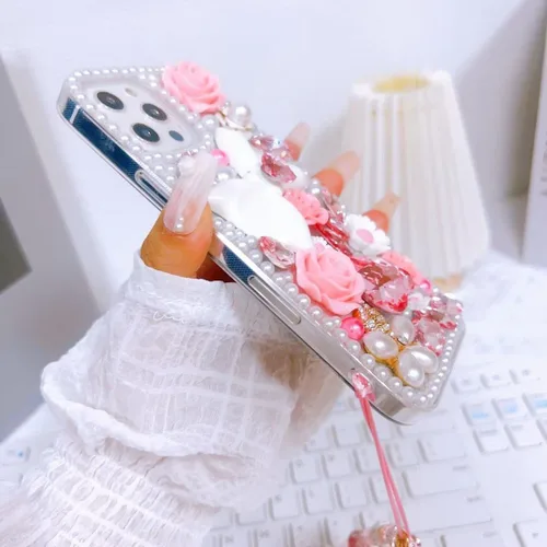 Vista 7 de Funda protectora para Samsung Galaxy Note 8 con diamantes de imitación de lujo, con diamantes de imitación de lujo, diseño de flores, perlas, 3D