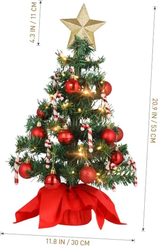 Vista 2 de PRETYZOOM Árbol de Navidad de mesa de 21 pulgadas con 50 luces LED en forma de estrella, árbol de Navidad artificial mini para decoración de fiesta