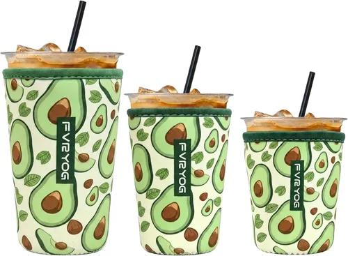 Vista 81 de Reusable Insulated Neoprene Iced Coffee Sleeves for Iced Coffee Cups, Coffee Coolies sleeves for Iced & Hot Drinks