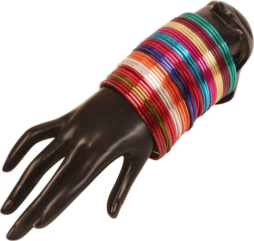Vista 2 de Touchstone - Juego de pulseras indias para mujer, coloridas, joyería de regalo, a granel de pulseras de metal estilo Bollywood en 12
