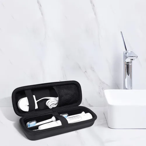 Vista 6 de Estuche de viaje duro para cepillo de dientes Oral-B/Sonicare con bolsillo de malla Negro