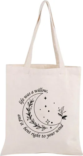 Vista 6 de TOBGBE Letra de la canción Regalo Amante de la Música Tote Bag Álbum Letra de la canción Bolsa de viaje Mercancía del cantante, Blanco sucio