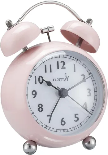 Vista 9 de FLOITTUY {Reloj despertador fuerte para personas que duermen profundamente) Reloj despertador de campana doble de 3.5 pulgadas con luz de fondo