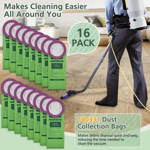 Vista 7 de Paquete de 16 bolsas de vacío 100331 QT compatibles con aspiradora ProTeam de mochila de 10 cuartos de galón, para Coachvac, Super Coachvac