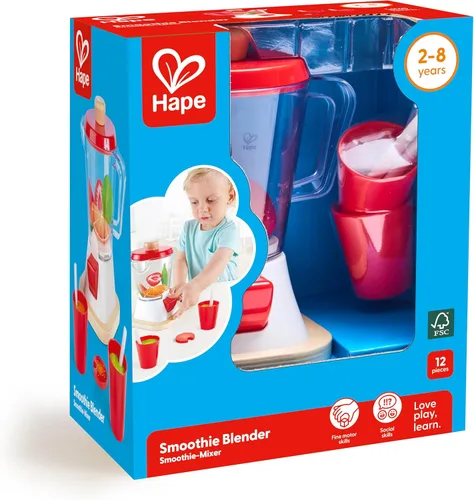 Vista 6 de Hape Batidora de batidos Juego de batido de cocina multicolor completo con tazas y pajitas, 9.44 pulgadas