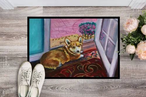 Vista 2 de Caroline's Treasures 7410MAT Corgi - Felpudo para puerta delantera, 18 x 27 pulgadas, para interiores y exteriores, para entrada, antideslizante
