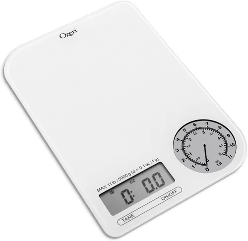 Vista 9 de Ozeri ZK18-WB Rev - Báscula digital de cocina con esfera electromecánica de peso, esfera negra