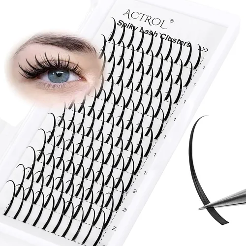 Vista 6 de ACTROL Pestañas de anime con forma de pluma, extensiones de racimo de pestañas naturales de manga individual