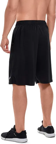Vista 3 de DEVOROPA Men's Athletic Basketball Shorts Loose-Fit Performance Sports Workout Shorts Zipper Pockets