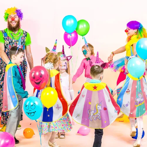 Vista 3 de iROLEWIN Capas y máscaras de unicornio arcoíris para niñas, disfraz de superhéroe de princesa, disfraz de princesa como regalos de fiesta