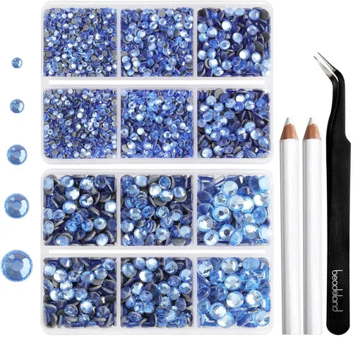 Vista 22 de 6736 piezas de diamantes de imitación termoadhesivos con parte trasera plana, diamantes de imitación morados para manualidades y ropa mezclados en 5