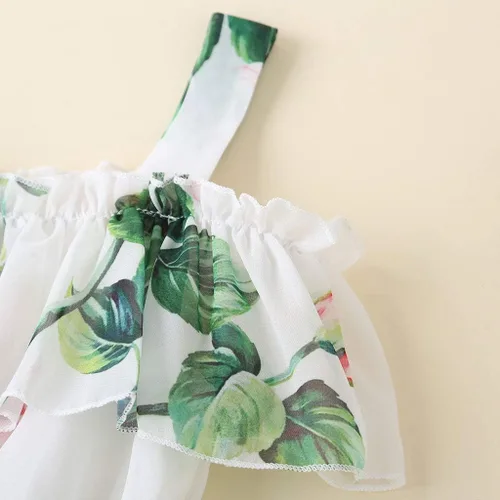 Vista 5 de Toddler Baby Girls Summer Dress Chiffon Princess Tutu Dress Floral Beachwear Suspender Sundress Skirt Little Girl Clothes