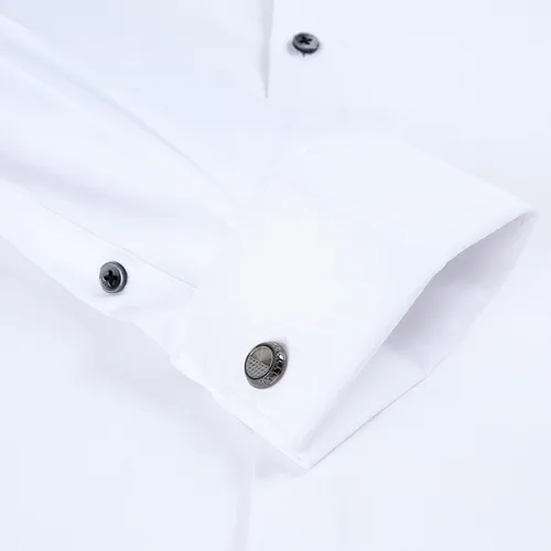 Vista 4 de Gollnwe Camisa de vestir elástica de bambú para hombre con puños franceses