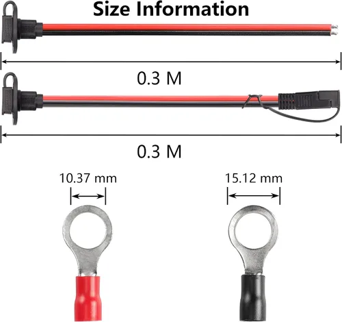 Vista 6 de CERRXIAN Cable solar de panel de montaje empotrado SAE de 1.0 ft 10 awg y cable de extensión de puerto de pared lateral SAE a SAE de conexión rápida