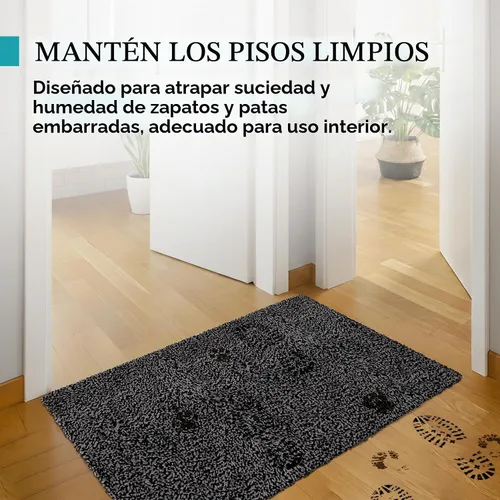 Vista 3 de Tapete de Puerta Interior de Microfibra Premium – 20"x30" Tapete de Entrada Lavable, Antideslizante, Respaldo Impermeable, Súper Absorbente, Tapete