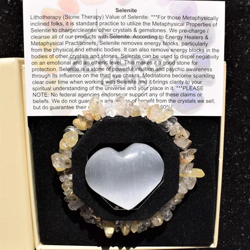 Vista 6 de Zenergy Gems - Pulsera cargada de energía con cuentas de cristales naturales de calidad premium + cristal de carga de selenita marroquí (incluido)