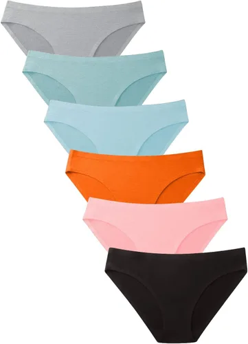 Vista 2 de LALESTE Ropa interior de algodón sin costuras para mujer, calzones invisibles sin línea de bragas, paquete de 6